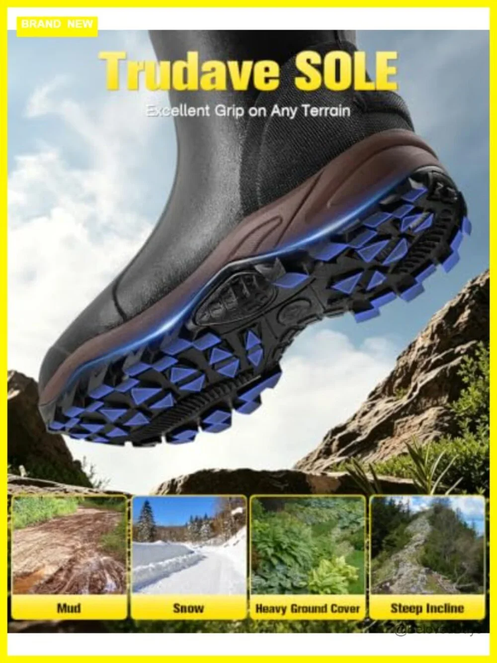 Waterproof Insulated Rubber Boots with Steel Shank Anti-Slip Hunting Work